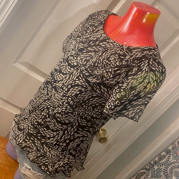 VINTAGE R&K ORIGINALS PETITE Black and white Top - Picture 5 of 13